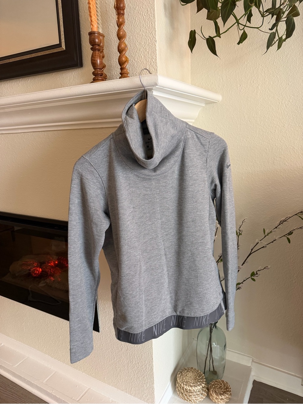 Nike Light Gray Women's Pullover Turtleneck Sweatshirt